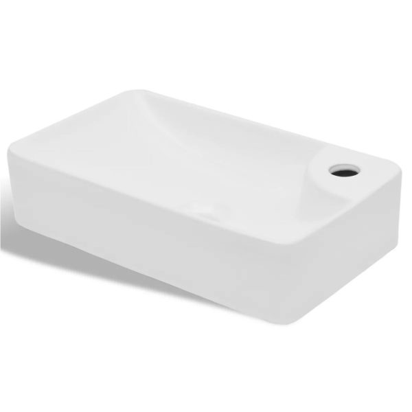 Ceramic Bathroom Sink Basin with Faucet Hole