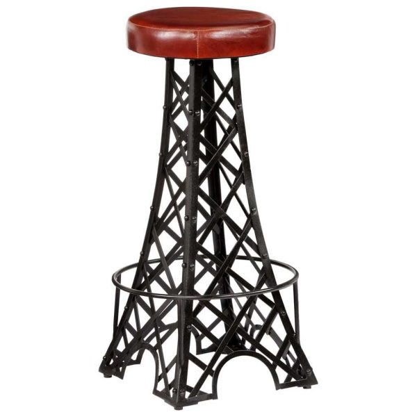 Bar Stools 2 pcs Real Leather