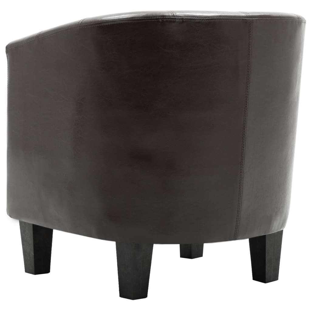 Tub Chair Dark Brown Faux Leather - Mattress Discount