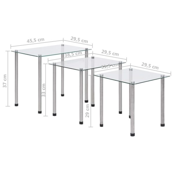 Nesting Tables 3 pcs Transparent Tempered Glass - Image 10