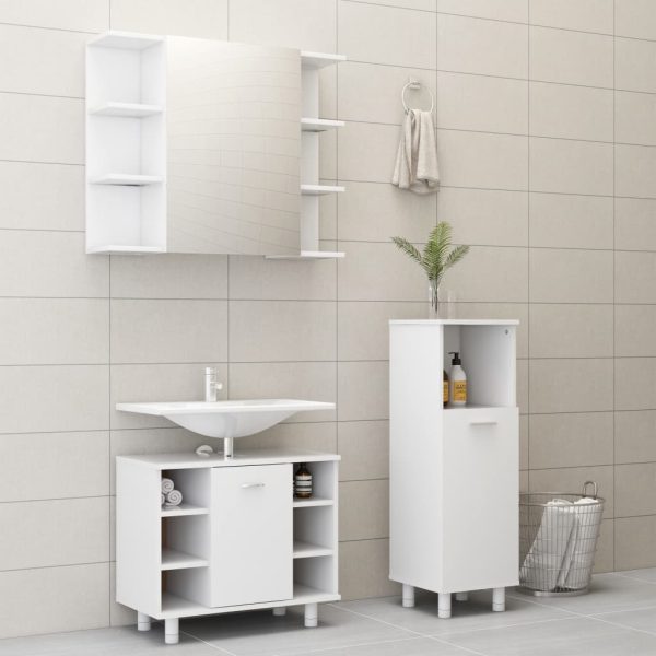 3 Piece Bathroom Furniture Set Engineered Wood