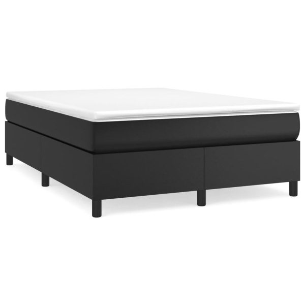 Box Spring Bed with Mattress Black Faux Leather