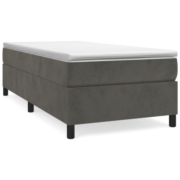 Box Spring Bed with Mattress Dark Grey Velvet