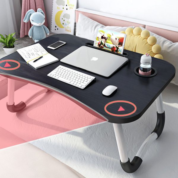 Portable Bed Table Adjustable Foldable Bed Sofa Study Table Laptop Mini Desk with Notebook Stand Cup Slot Home Decor