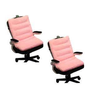 2X Pink One Piece Strawberry Cushion Office Sedentary Butt Mat Back Waist Chair Support Home Decor