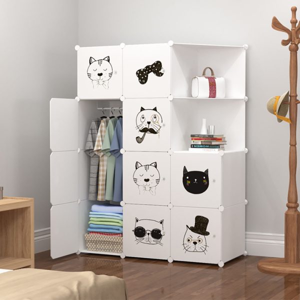 10 Cubes Portable Wardrobe Divide-Grid Modular Storage Organiser Foldable Closet with Doors