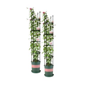 2X 163cm 4-Bar Plant Frame Stand Trellis Vegetable Flower Herbs Outdoor Vine Support Garden Rack with Rings