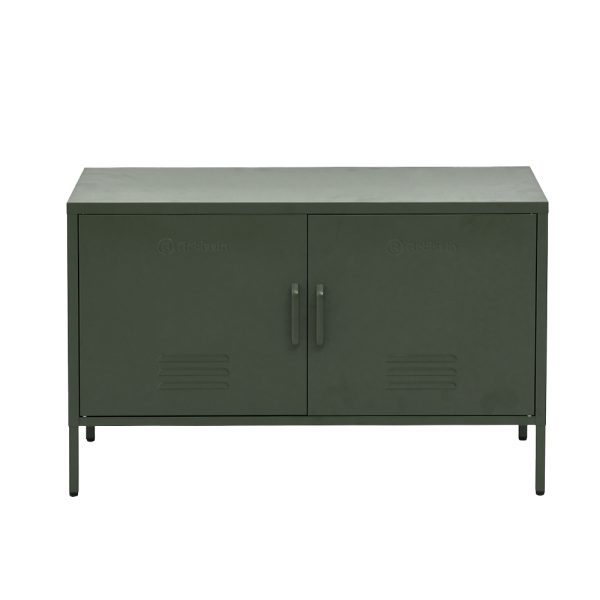 Base Metal Locker Storage Shelf Organizer Cabinet Buffet Sideboard Green