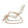 Fabric Rocking Armchair with Adjustable Footrest – Beige