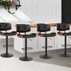 Set of 4 Kitchen Bar Stools Gas Lift Stool Chairs Swivel Barstool Leather Black