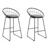 Set of 2 Bar Stools Steel Fabric – Grey and Black