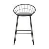 Set of 2 Bar Stools Steel Fabric – Grey and Black