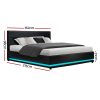 Lumi LED Bed Frame PU Leather Gas Lift Storage – Black Queen