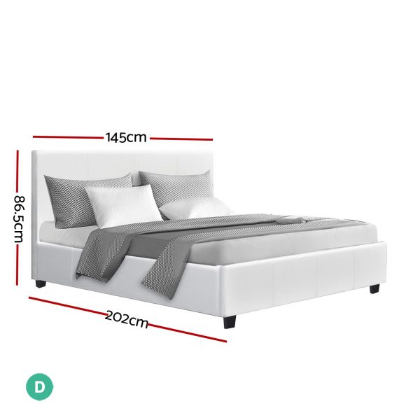 Neo Bed Frame PU Leather – White Double