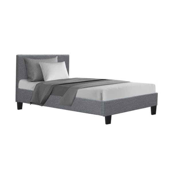 Neo Bed Frame Fabric – Grey Single