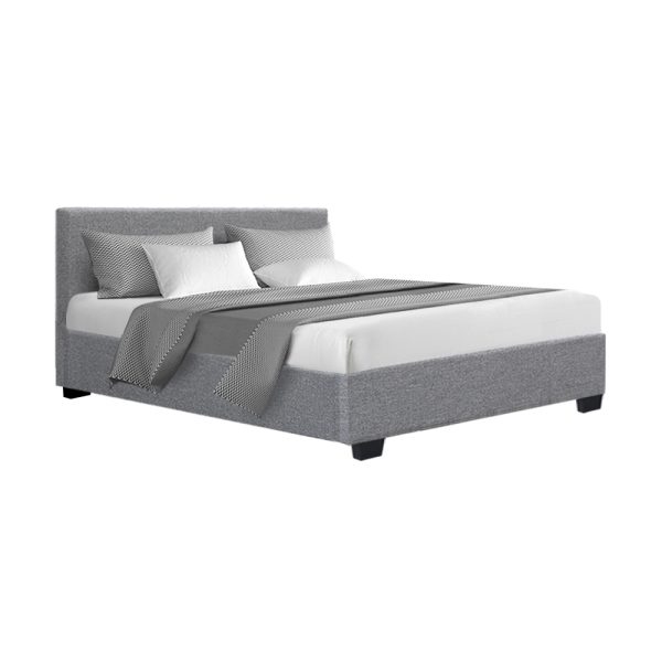 Nino Bed Frame Fabric – Grey Double
