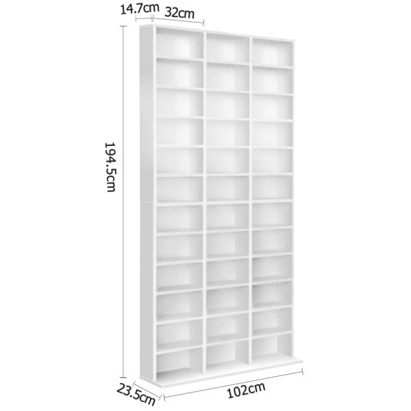 Adjustable Book Storage Shelf Rack Unit – White
