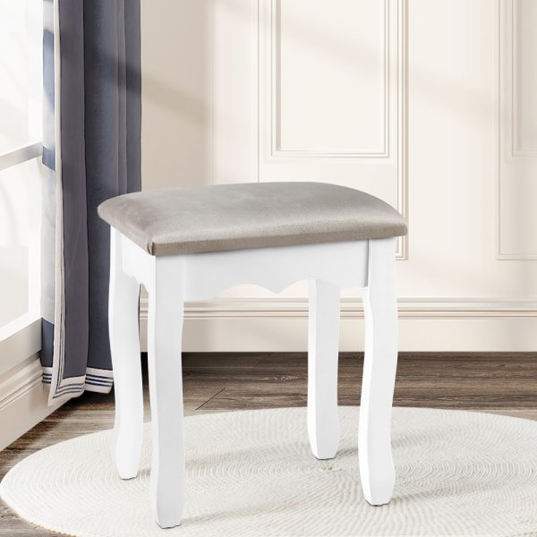 Dressing Table Stool Makeup Chair Bedroom Vanity Velvet Fabric Grey