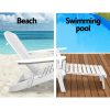 3 Piece Outdoor Adirondack Lounge Beach Chair Set – White