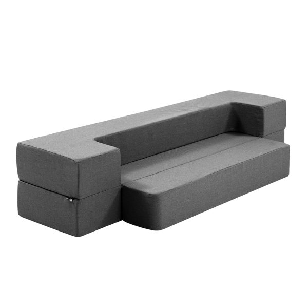 Barry Bedding Portable Sofa Bed Folding Mattress Lounger Chair Ottoman Grey