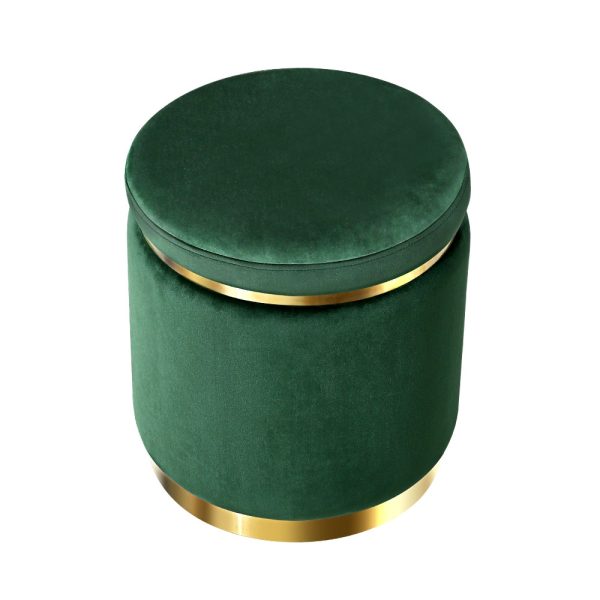 Ottoman Round Velvet Foot Stool Foot Rest Pouffe Padded Seat Pouf Green