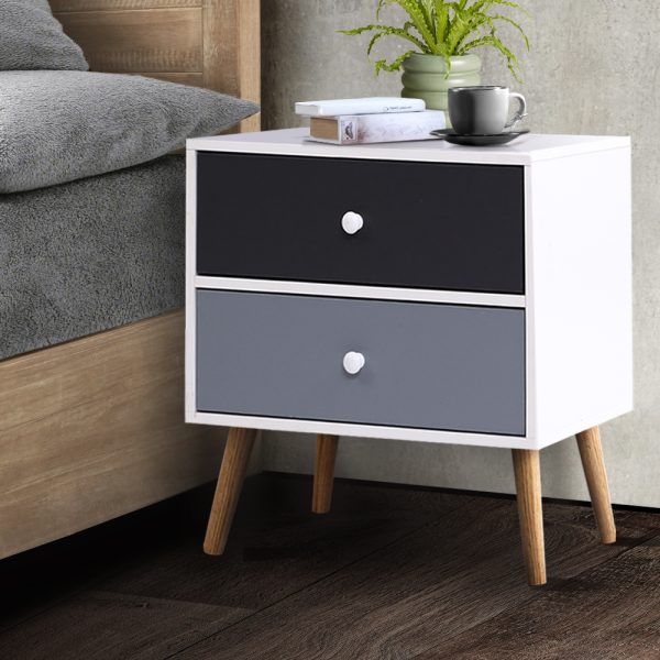 Bedside Table 2 Drawers – BONDS White