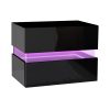 Bedside Table 2 Drawers RGB LED Side Nightstand High Gloss Cabinet Black