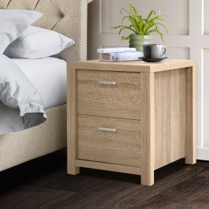 Bedside Table 2 Drawers - MAXI Pine