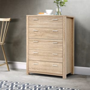 5 Chest of Drawers Tallboy Dresser Table Bedroom Storage Cabinet