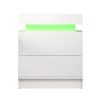 Artiss Bedside Tables Side Table Drawers RGB LED High Gloss Nightstand White