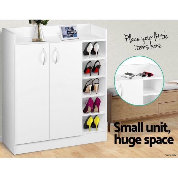 2 Doors Shoe Cabinet Storage Cupboard – White