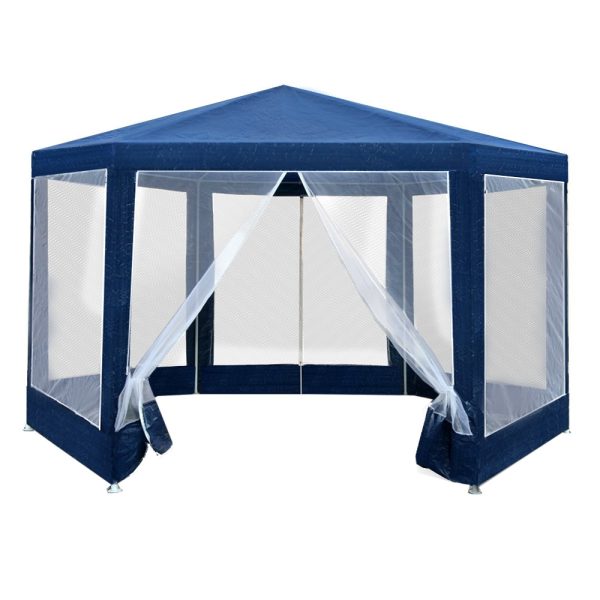 Gazebo?2x2m Marquee Wedding Party Tent Outdoor Camping Mesh Wall Canopy Shade Gazebos Navy