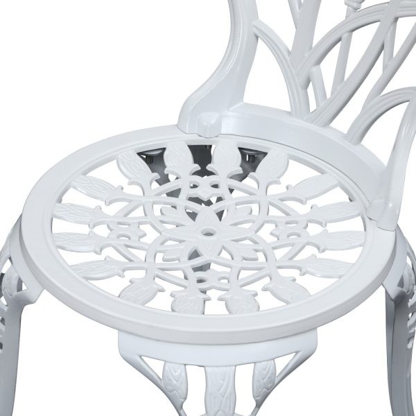 3PC Outdoor Setting Cast Aluminium Bistro Table Chair Patio White