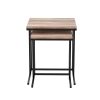 Coffee Table Nesting Side Tables Wooden Rustic Vintage Metal Frame