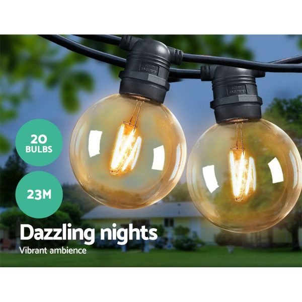 23m LED Festoon String Lights 20 Bulbs Kits Wedding Party Christmas G80