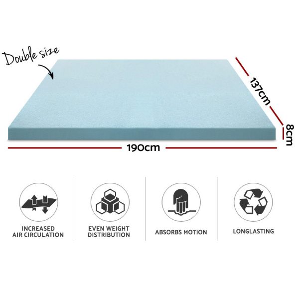 Bedding Cool Gel Memory Foam Mattress Topper w/Bamboo Cover 8cm – Double