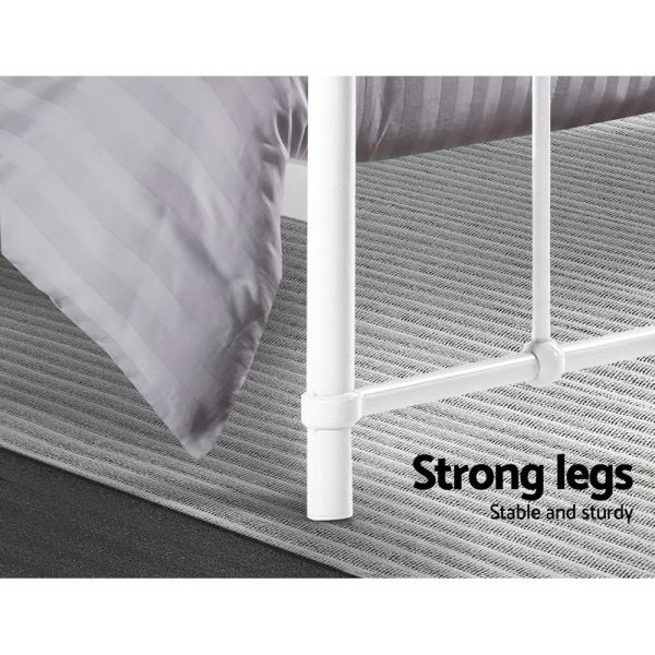LEO Metal Bed Frame – Double (White)
