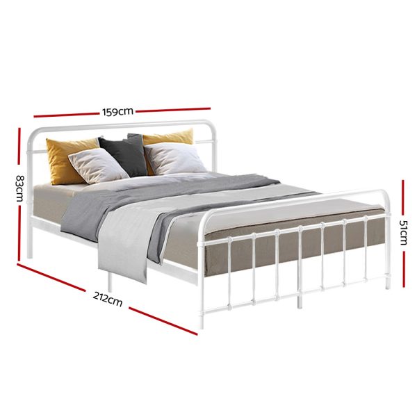 LEO Metal Bed Frame – Queen (White)