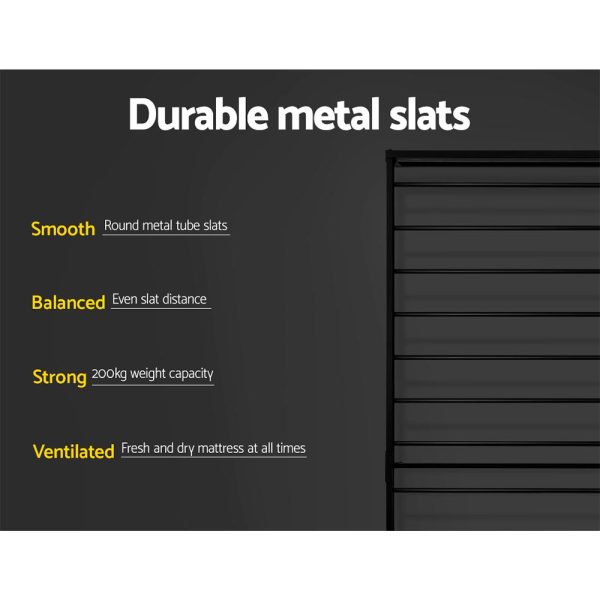 Metal Bed Frame Single Size Platform Foundation Mattress Base SOL Black