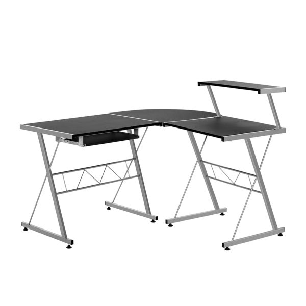 Corner Metal Pull Out Table Desk – Black