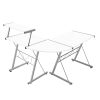 Corner Metal Pull Out Table Desk – White