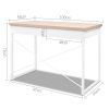 Metal Desk with Drawer – White with Wooden Top