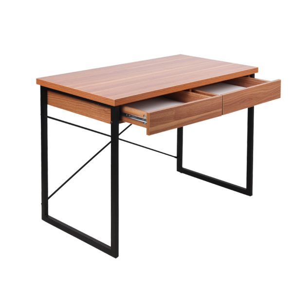Metal Desk with Drawer – Walnut