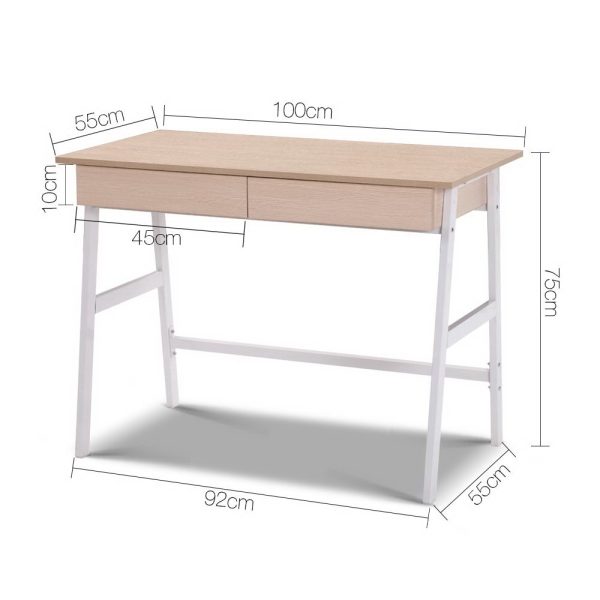 Computer Desk Drawer Cabinet Oak 100CM