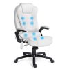 8 Point PU Leather Reclining Massage Chair – White