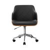 Wooden Office Chair Computer PU Leather Desk Chairs Executive Black Wood