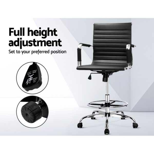 Office Chair Veer Drafting Stool Mesh Chairs Armrest Standing Desk Black