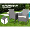 3 Piece Wicker Outdoor Chair Side Table Furniture Set – Grey