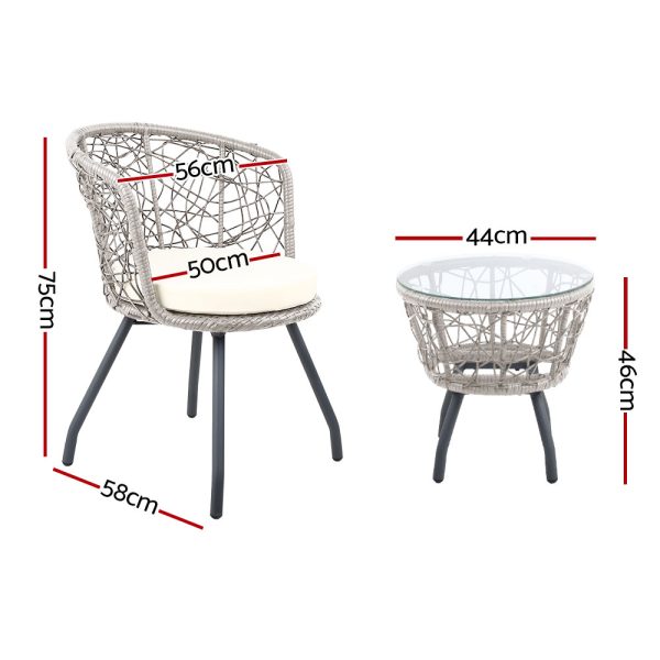 Outdoor Patio Chair and Table – Grey