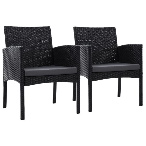 2PC Outdoor Dining Chairs Patio Furniture Rattan Chair Cushion XL Ezra